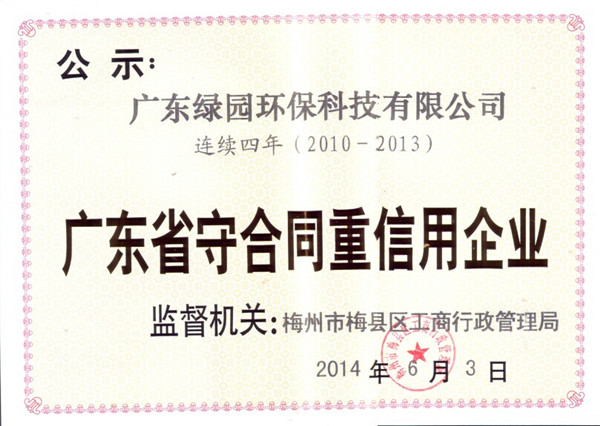 守合同重信用企業(yè)證書